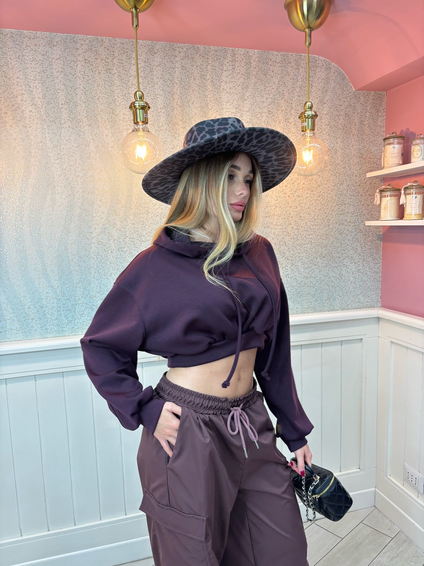 Felpa crop purple