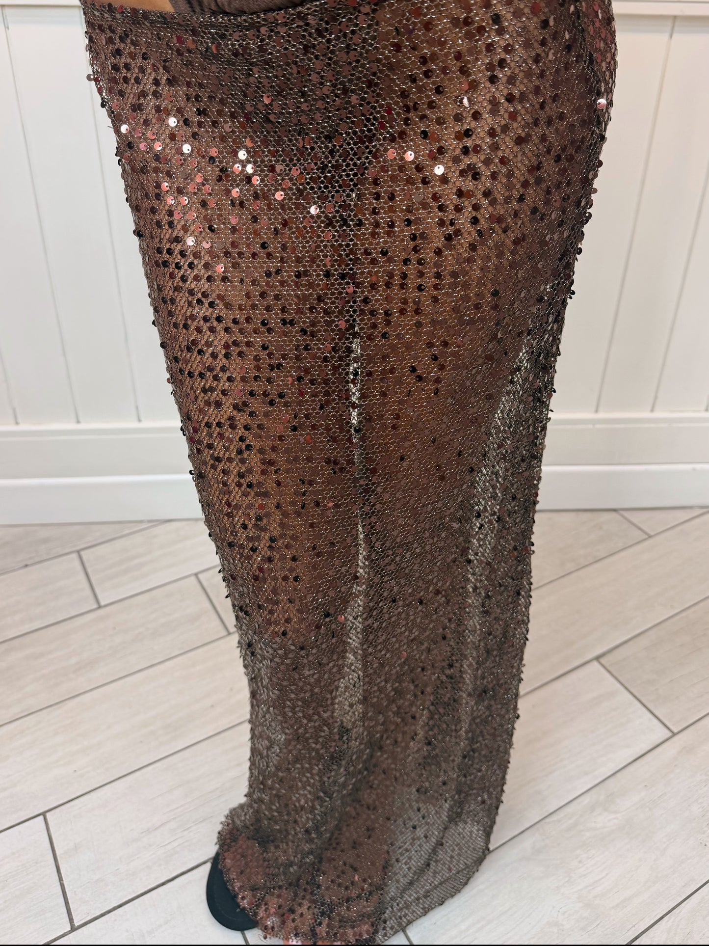 GONNA PAILLETTES MARRONE