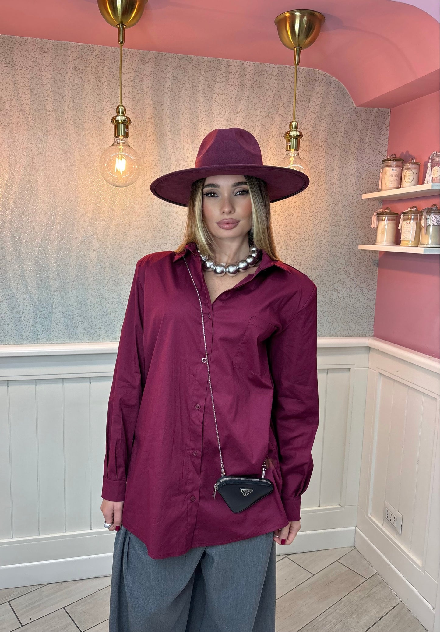 Camicione Con Spalline Bordeaux