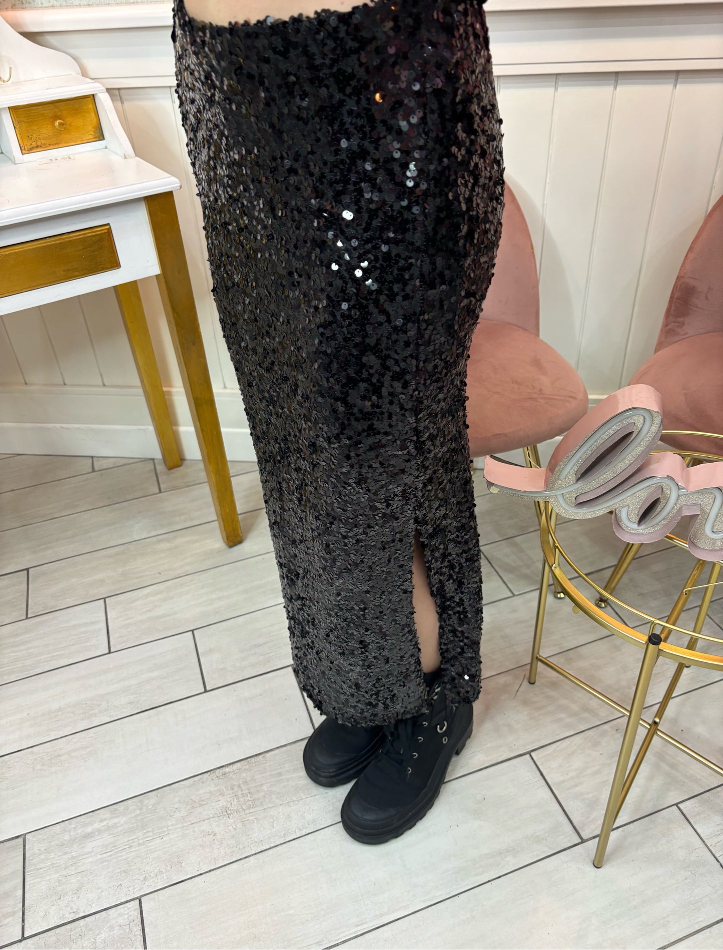 GONNA PAILLETTES NERA