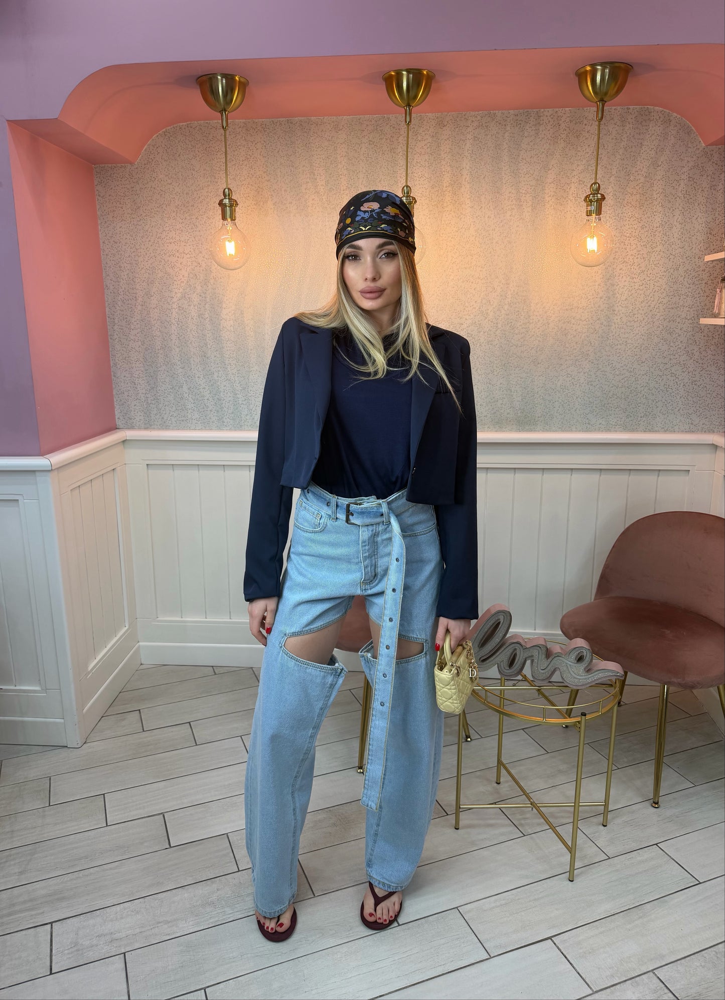 GIACCA CROP BLU
