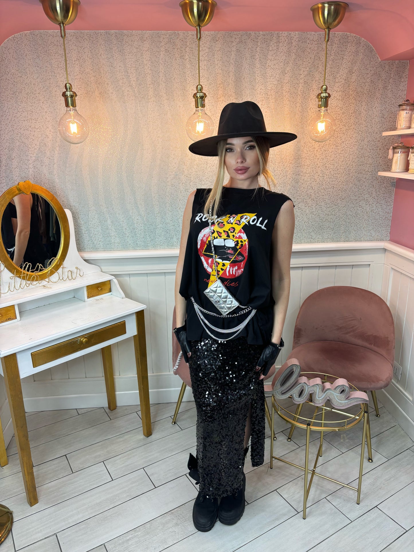 GONNA PAILLETTES NERA