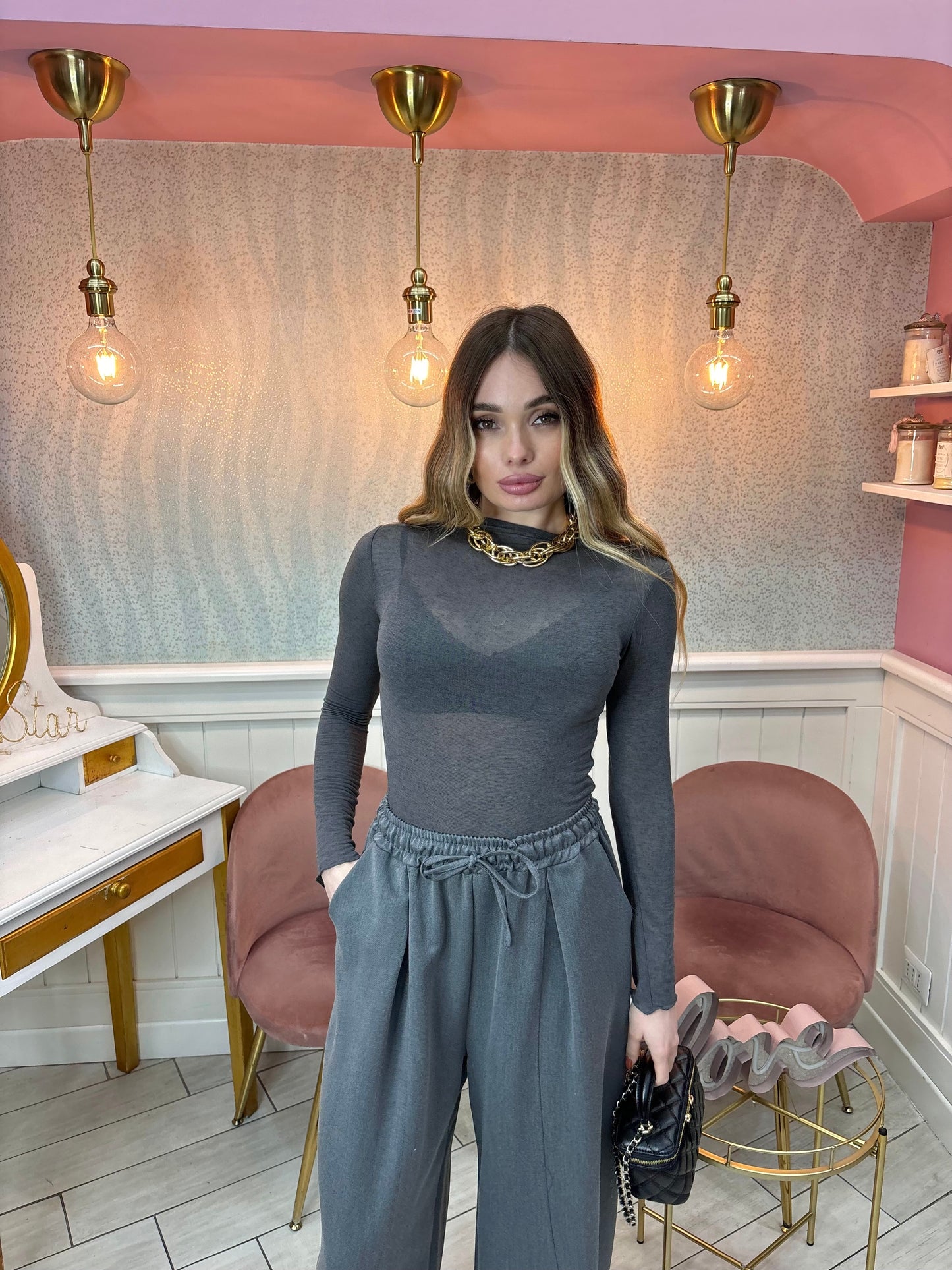 MAGLIA SEMITRASPARENTE CASHMERE GRIGIO