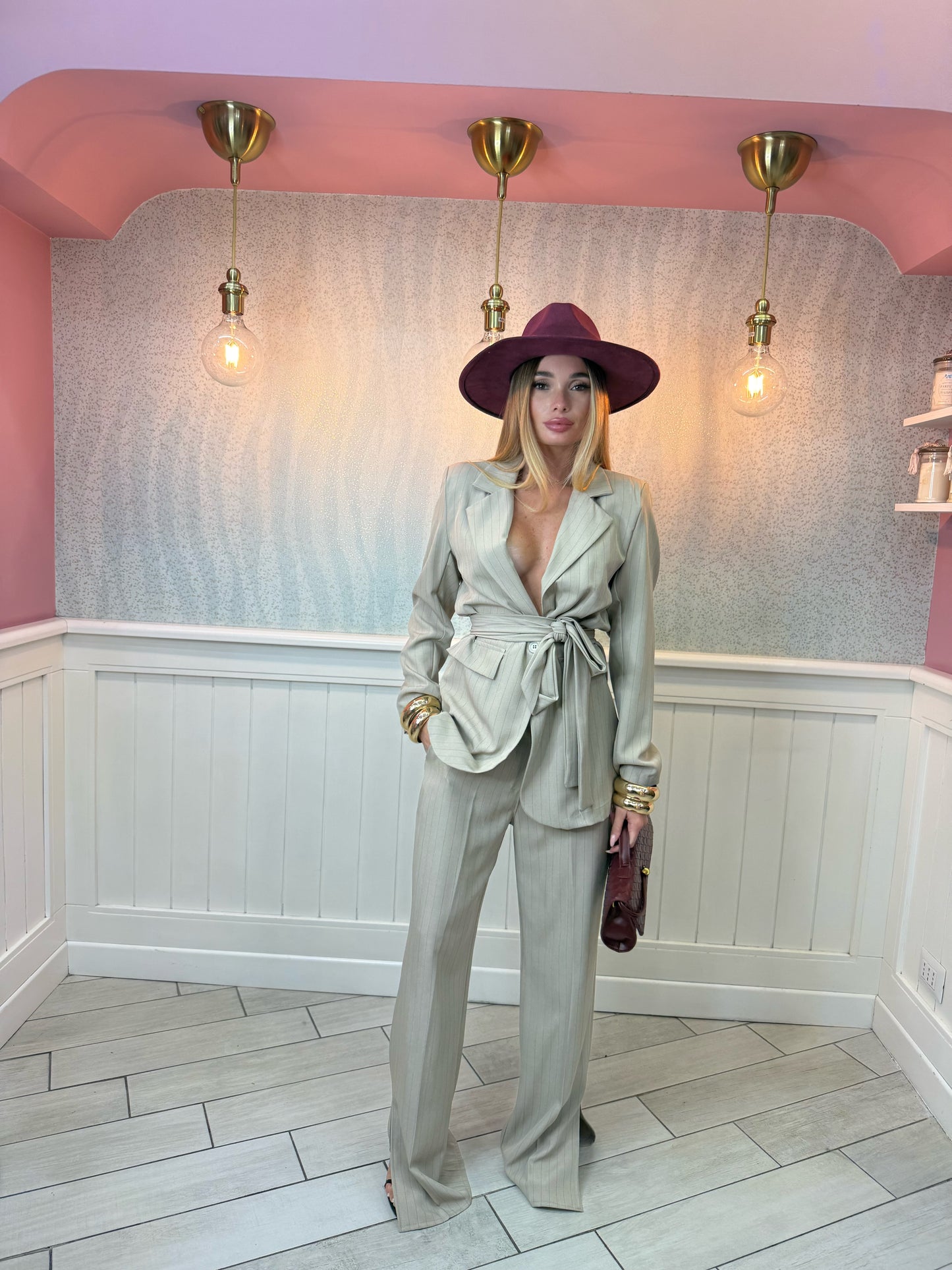 Tailleur September Gessato Beige