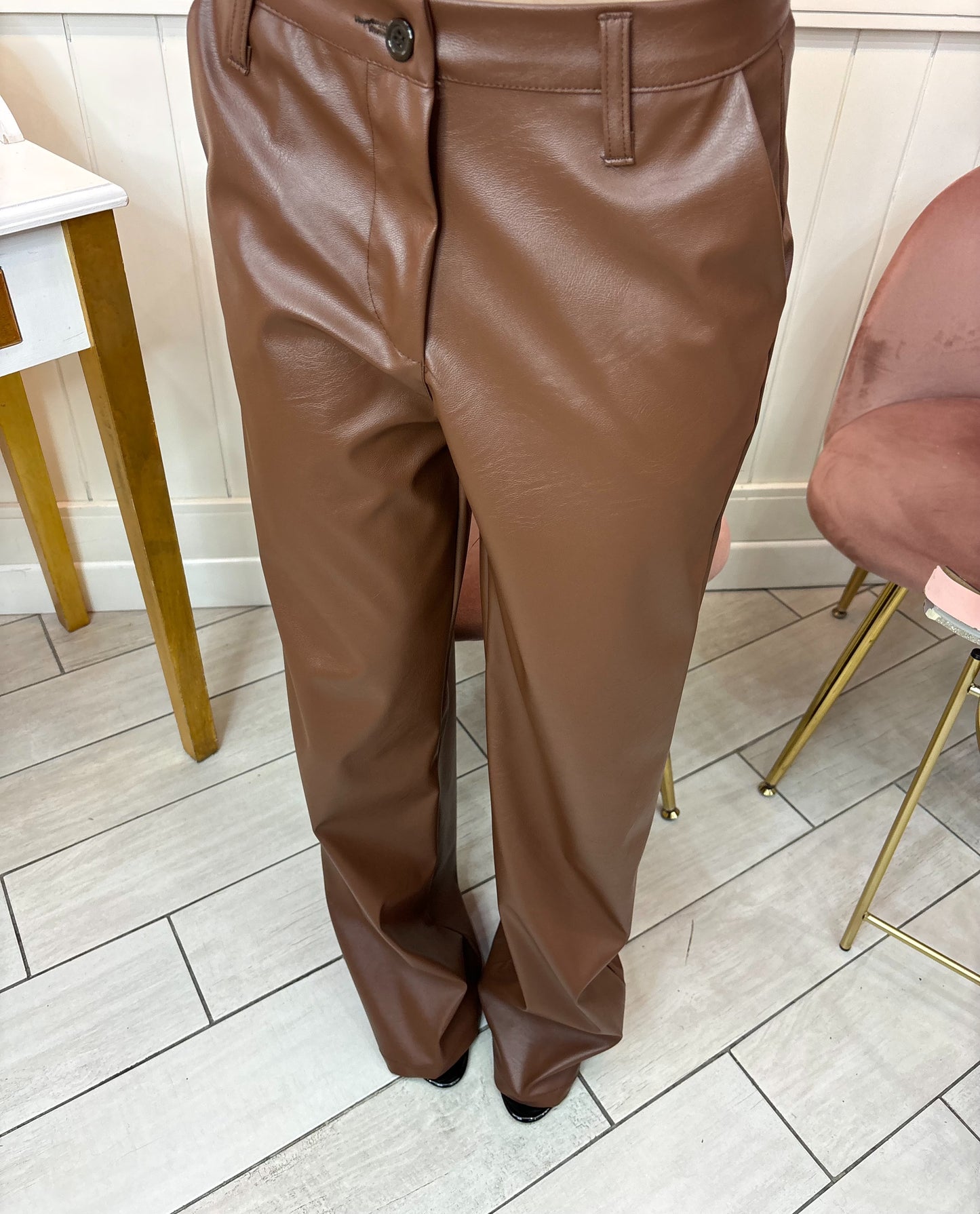 PANTALONE ECOPELLE MARRONE