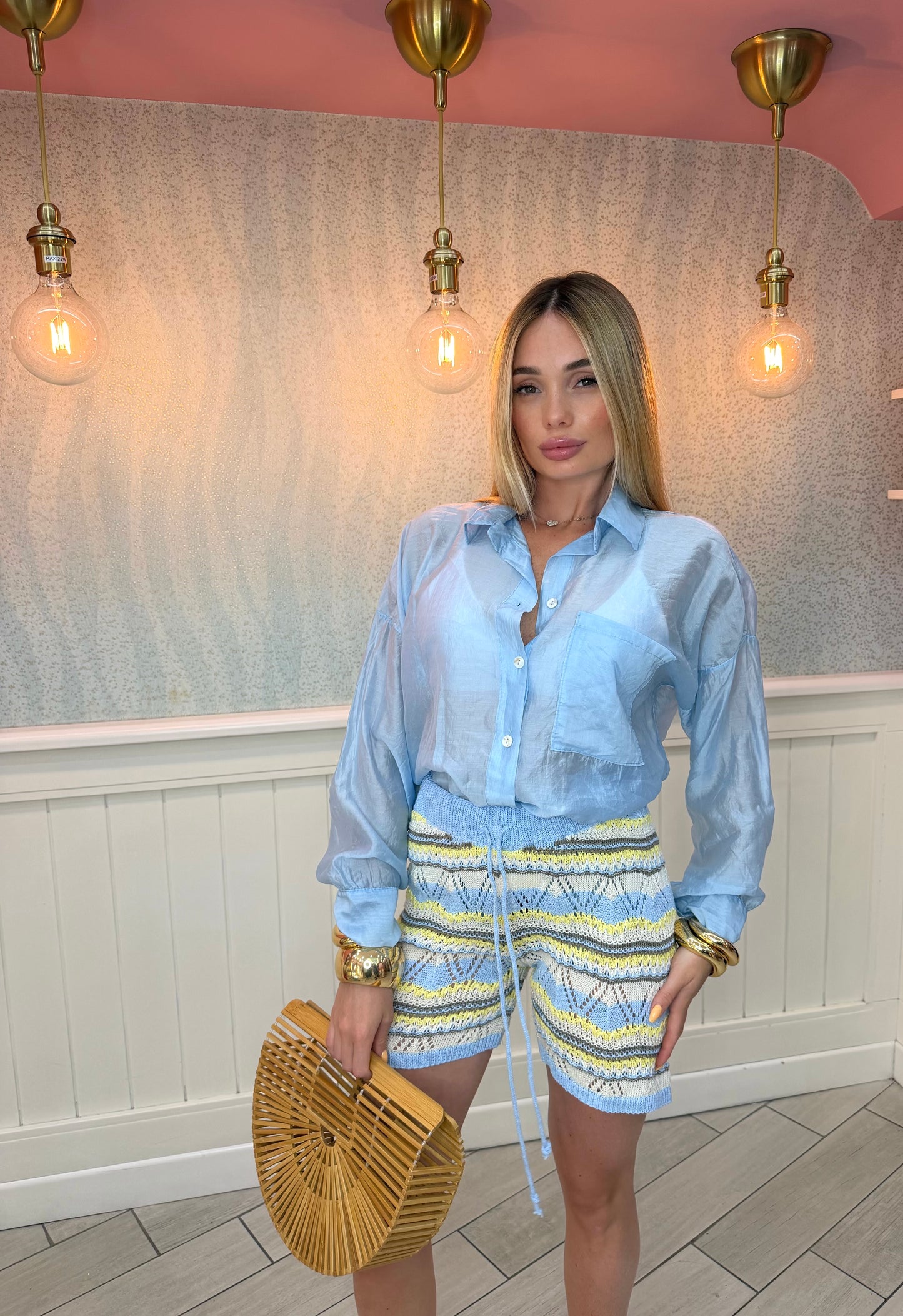 CAMICIA FIAMMATA CELESTE