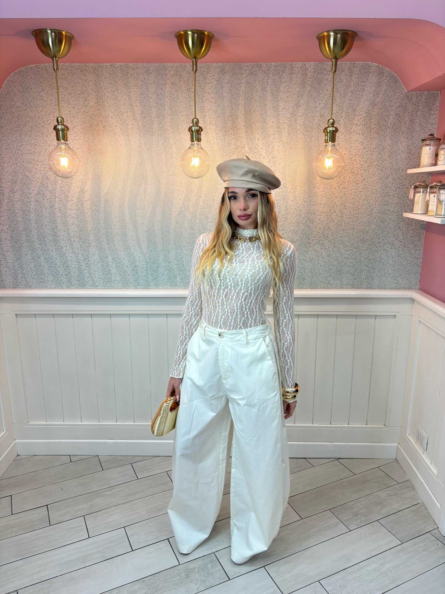Pantalone ballon crema