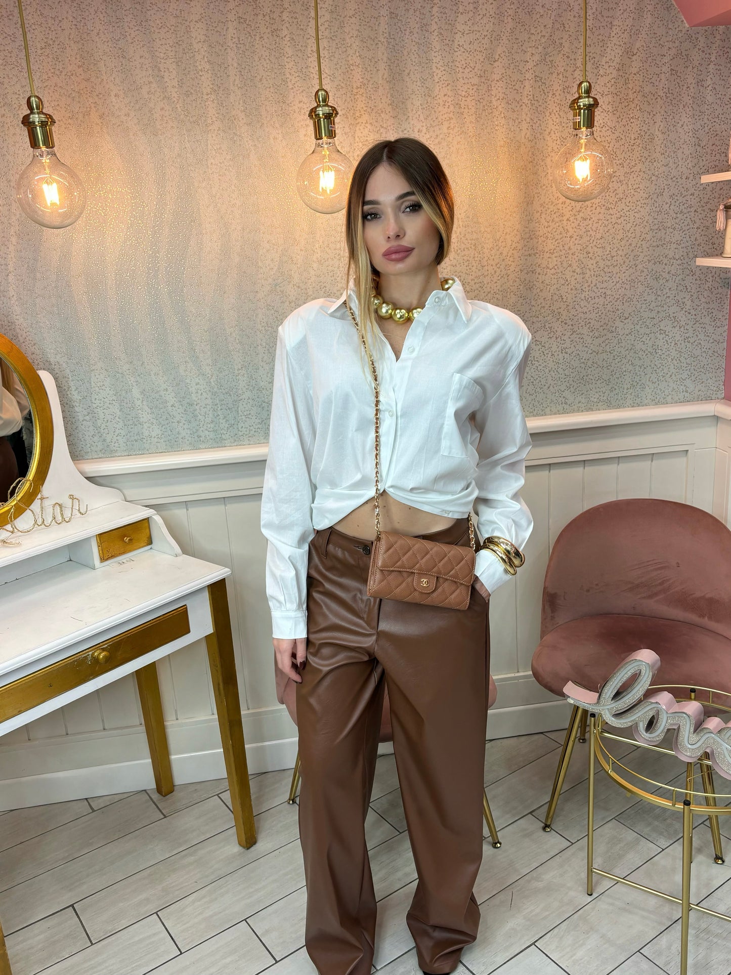 PANTALONE ECOPELLE MARRONE