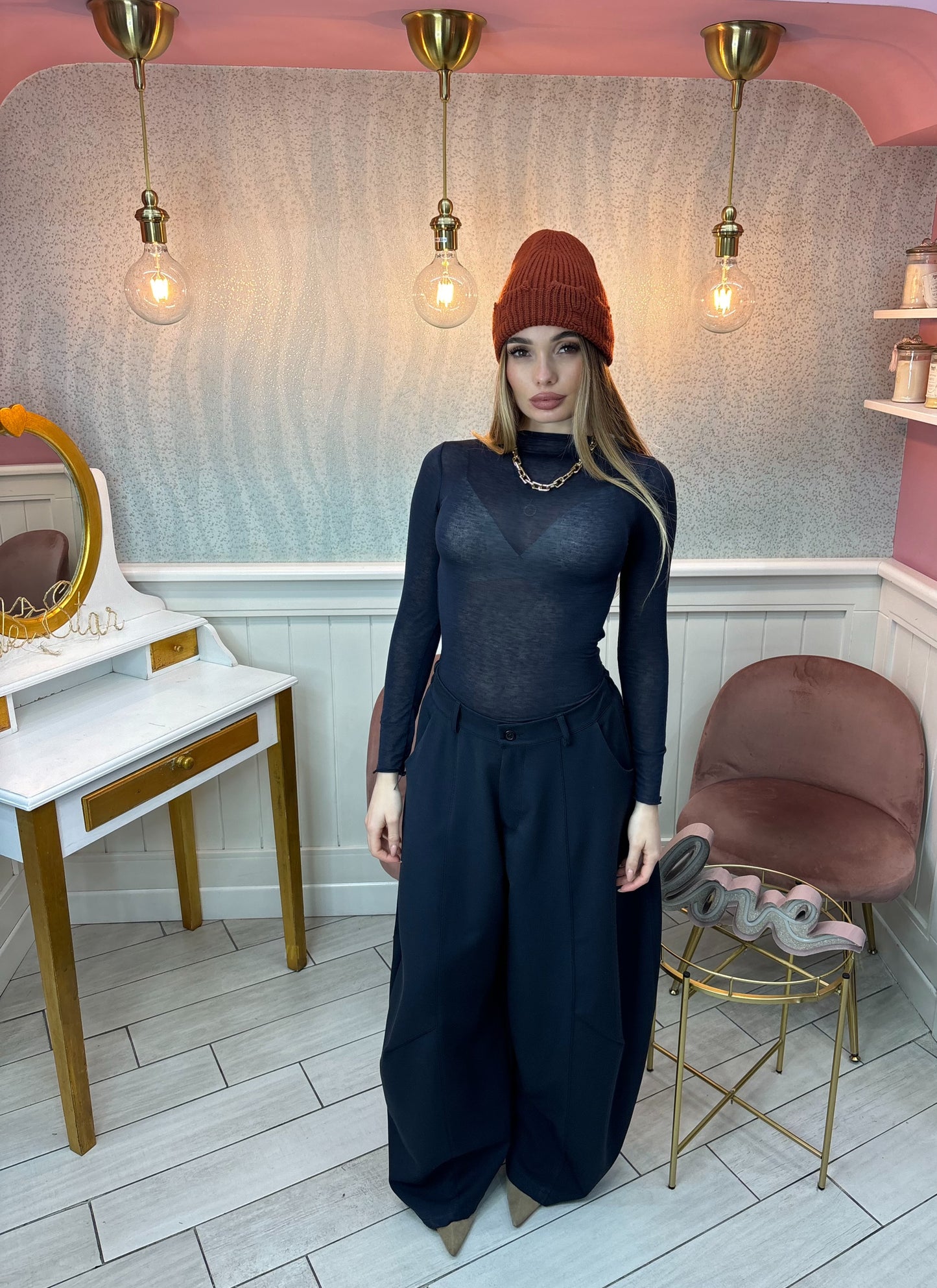 MAGLIA SEMITRASPARENTE BLU