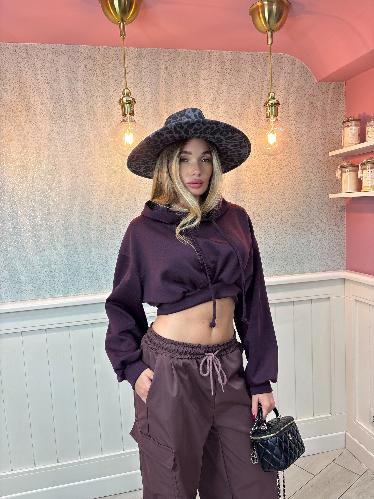 Felpa crop purple
