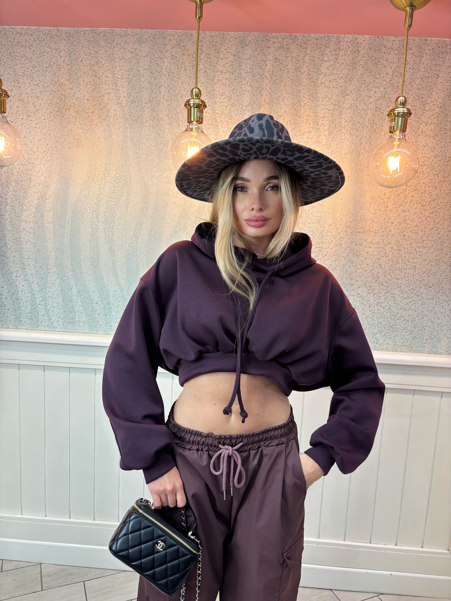 Felpa crop purple