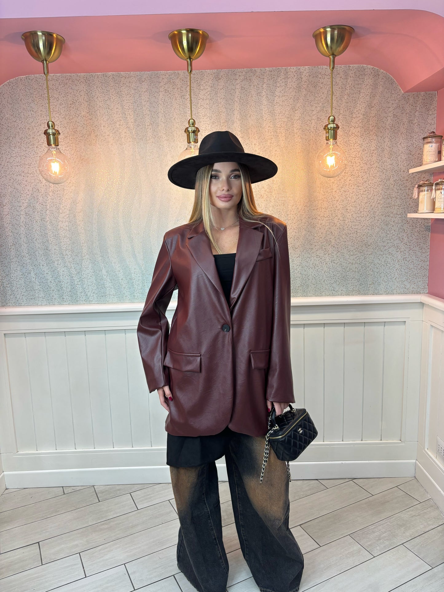 Blazer ecopelle bordeaux