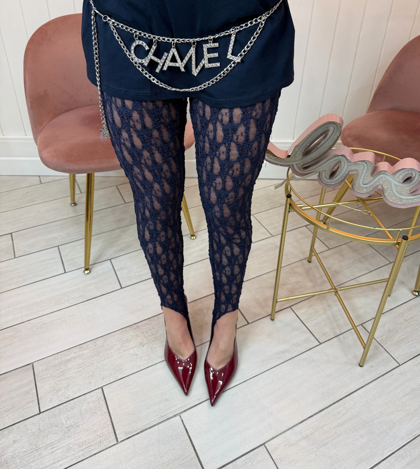 LEGGINS MACRAMÉ BLU