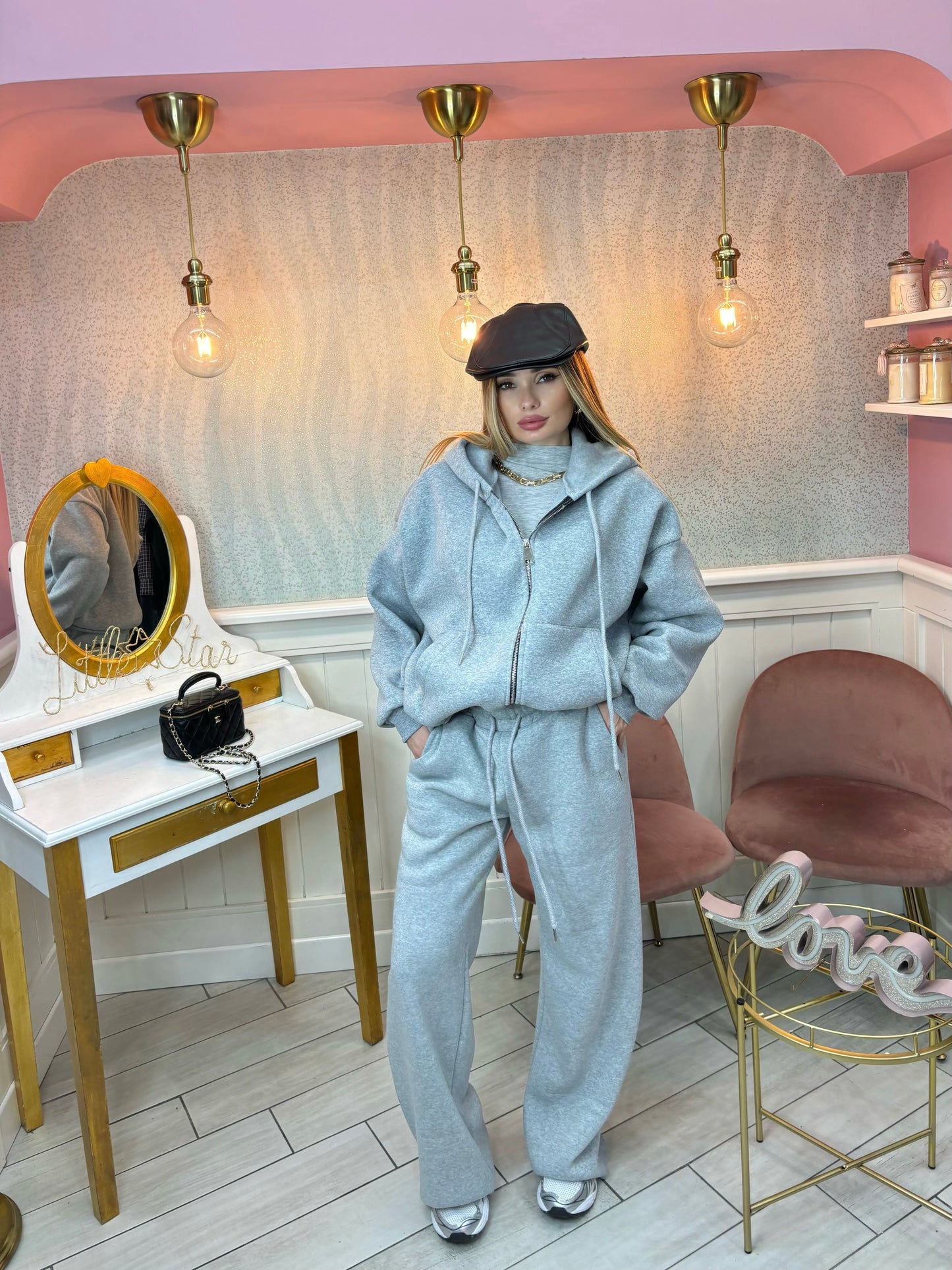 FELPONE CON ZIP FELPATO GRIGIO