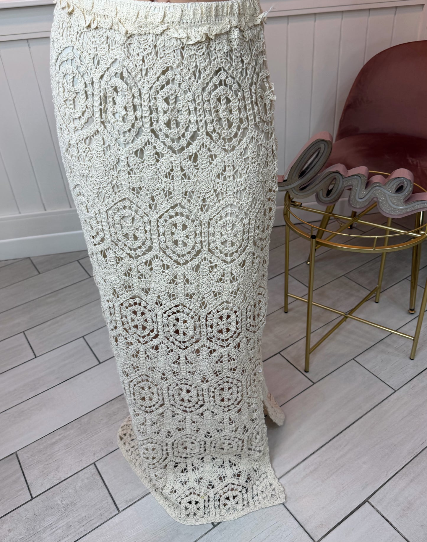 COORDSET CROCHET BEIGE