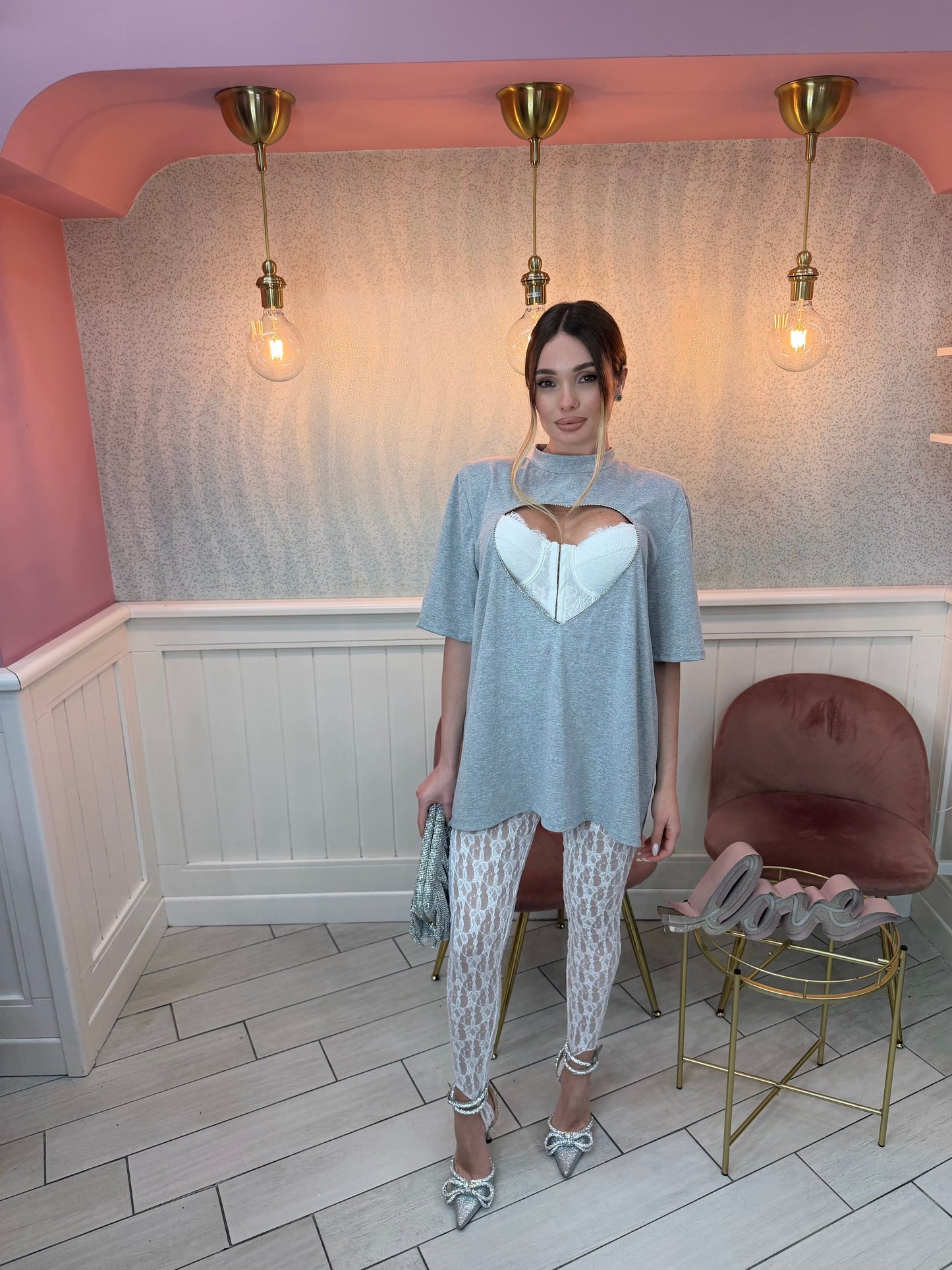 T-SHIRT LOVE GRIGIO
