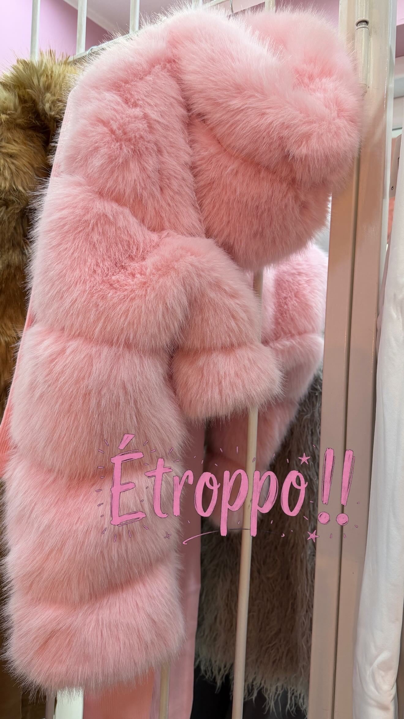 PELLICCIA VOLPE CROP ROSA