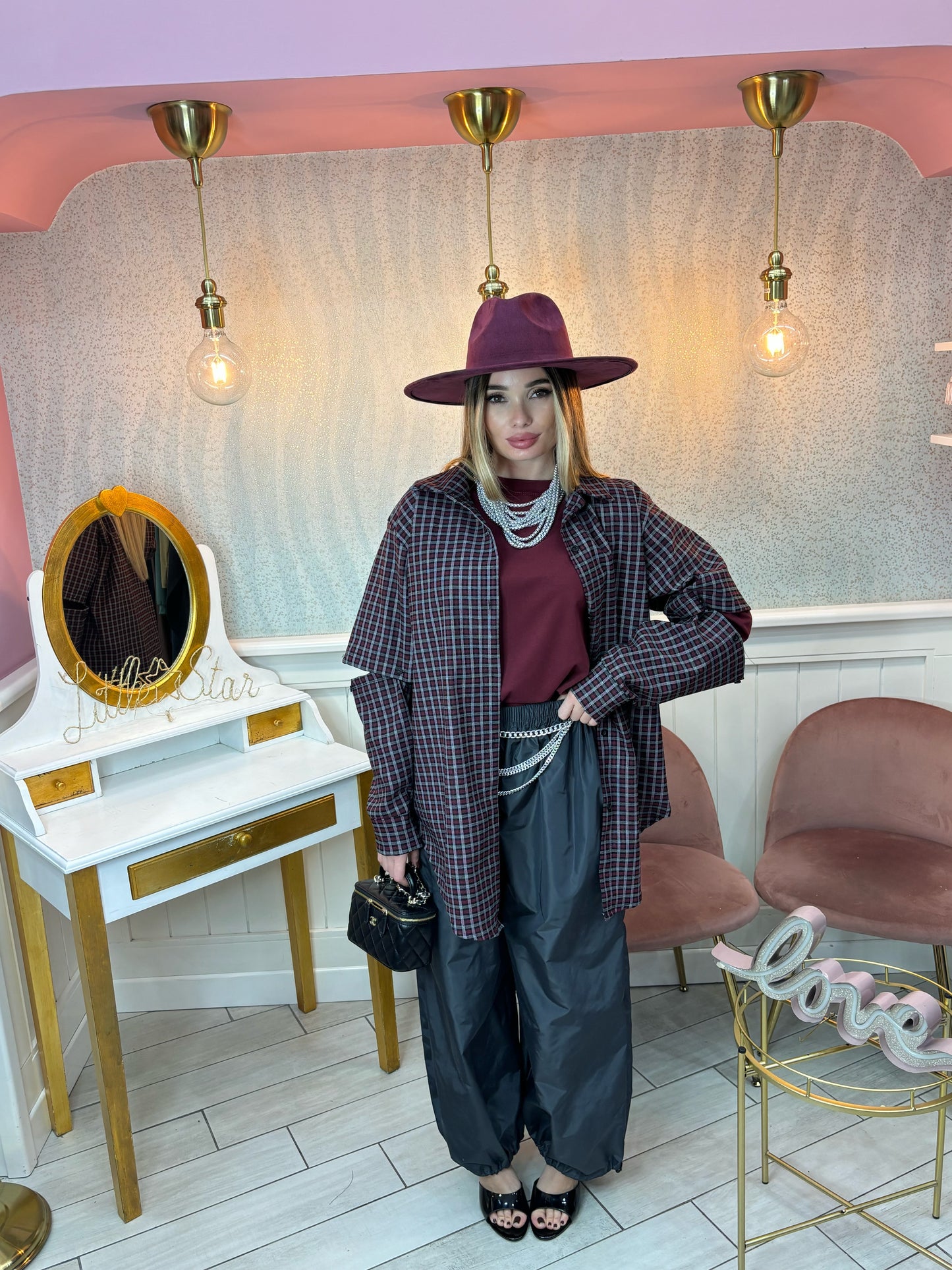 CAMICIA QUADRI BORDEAUX