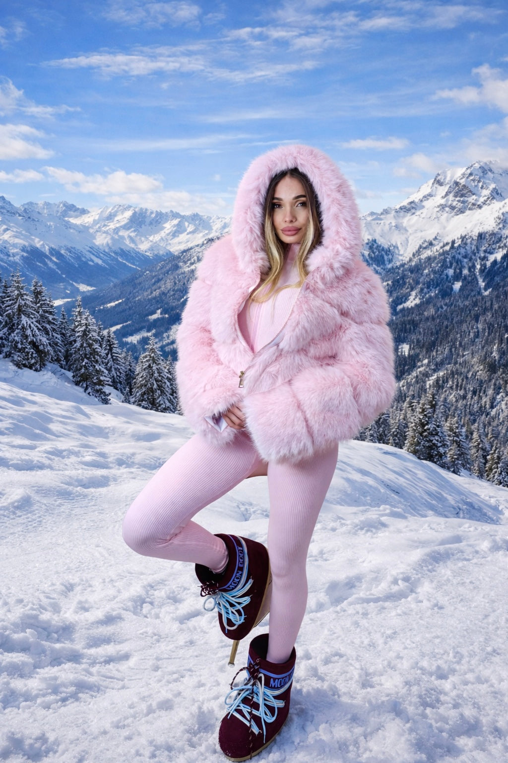 PELLICCIA VOLPE CROP ROSA