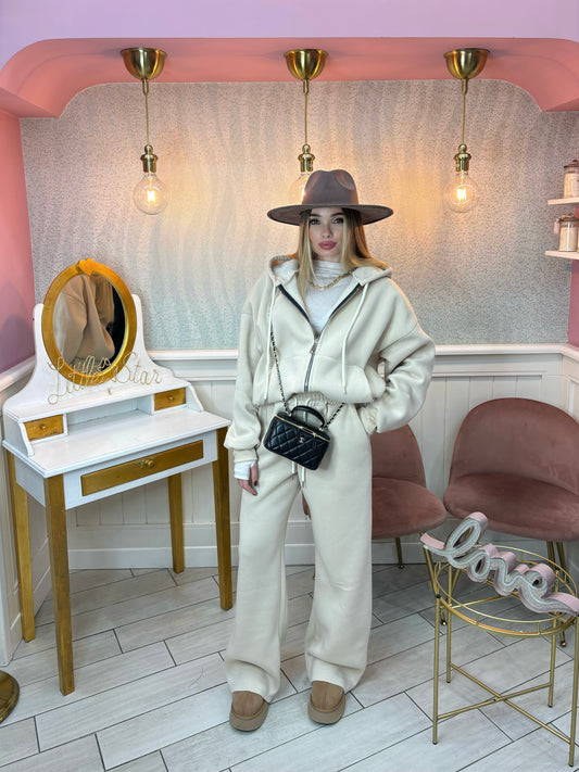 FELPONE OVER CON ZIP FELPATO CREMA