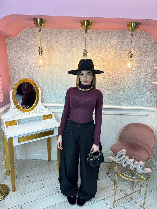 MAGLIA SEMITRASPARENTE VINO