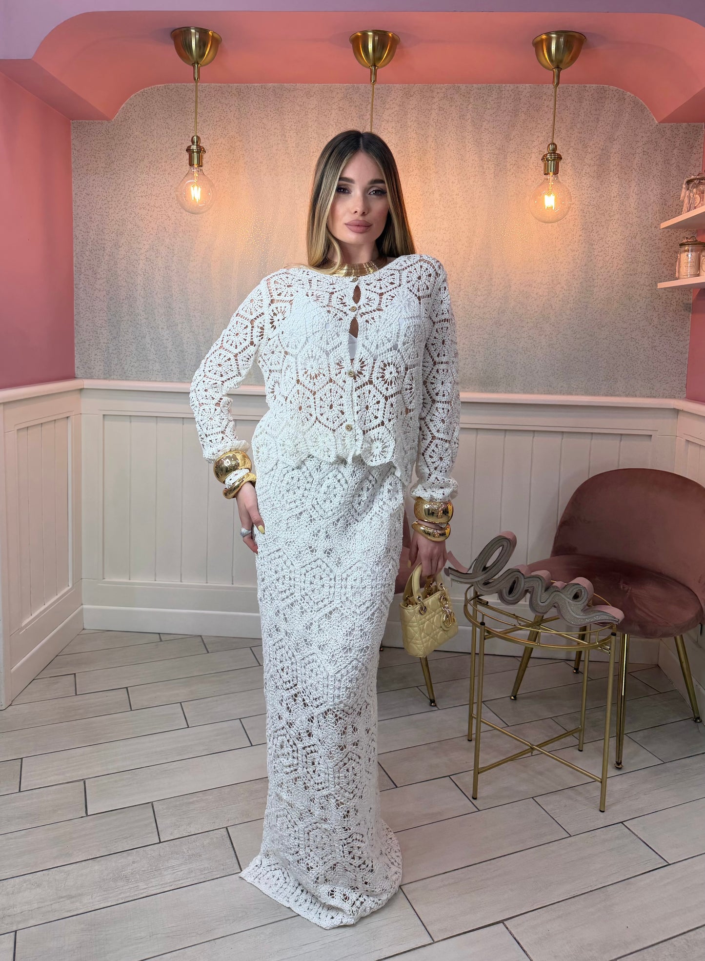 COORDSET CROCHET WHITE