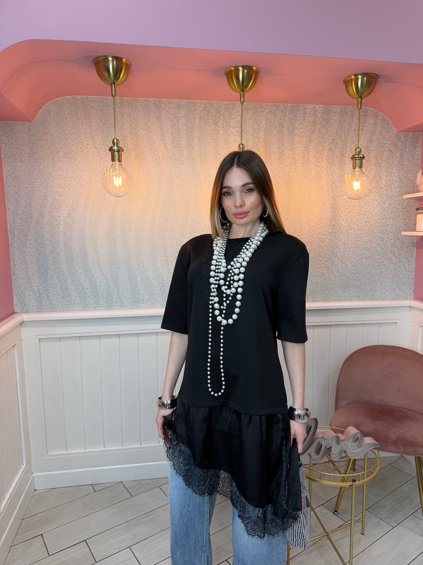 MAGLIA ZARA ROMANTICA NERA