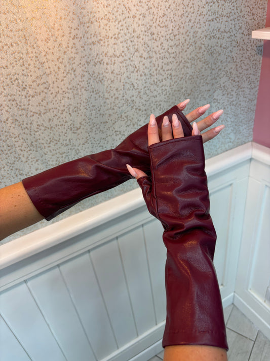 Guanto in pelle bordeaux