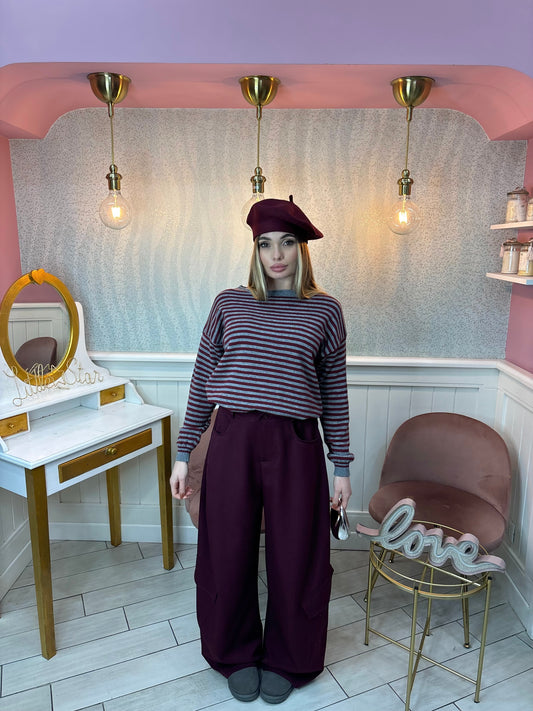 PULL AUNDREY( grigio & Bordeaux)