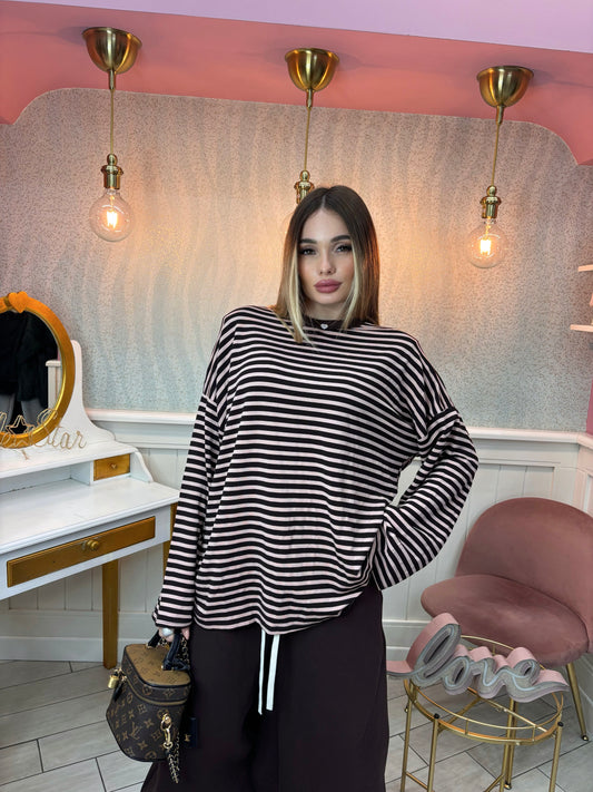 MAGLIA STRIPES (marrone&rosa)