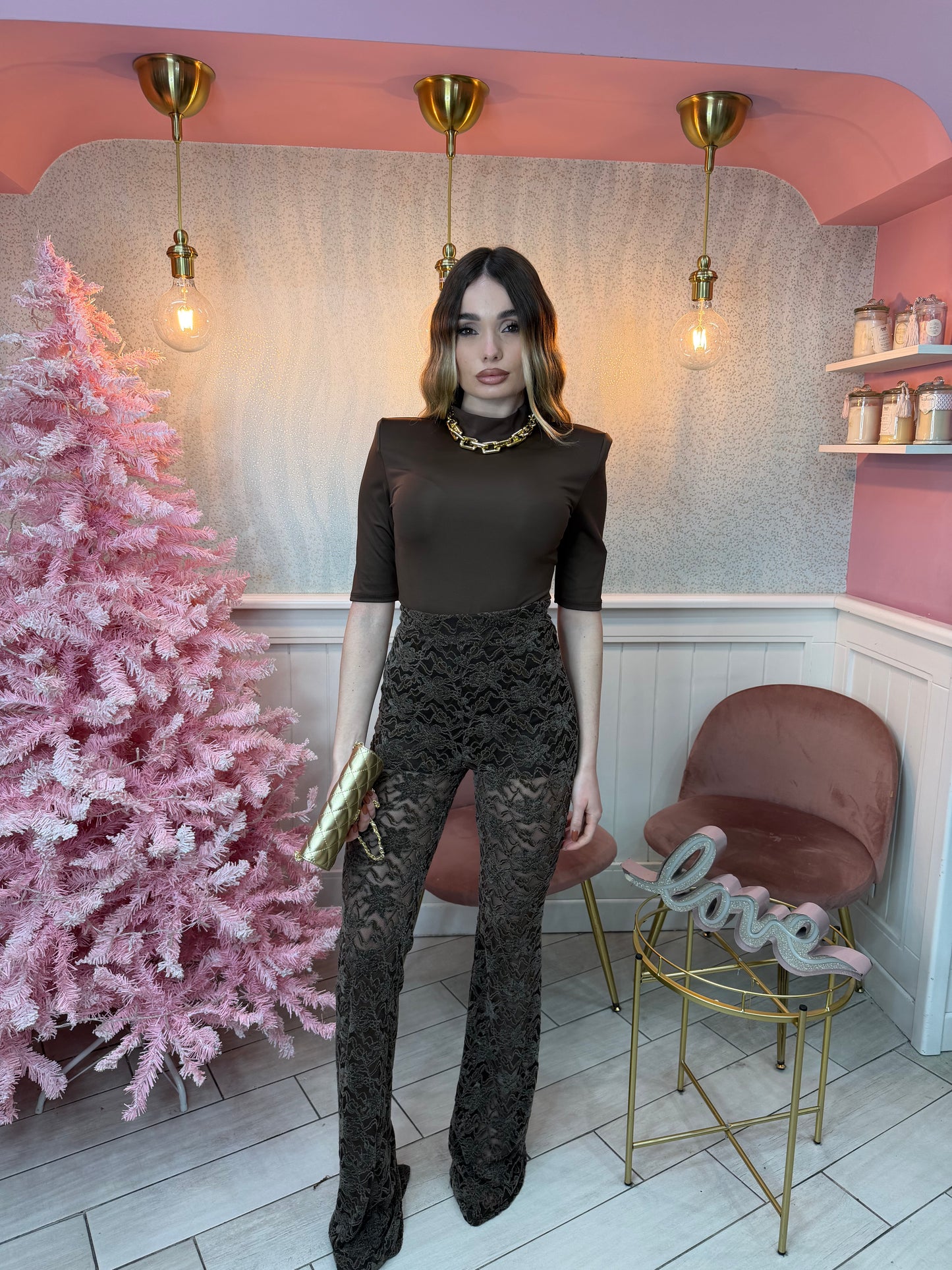 PANTALONE LUMÉ MARRONE