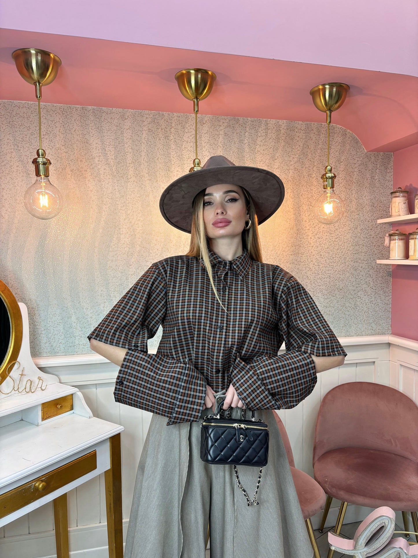 CAMICIA QUADRI MARRONE