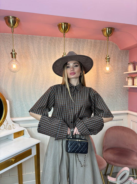 CAMICIA QUADRI MARRONE