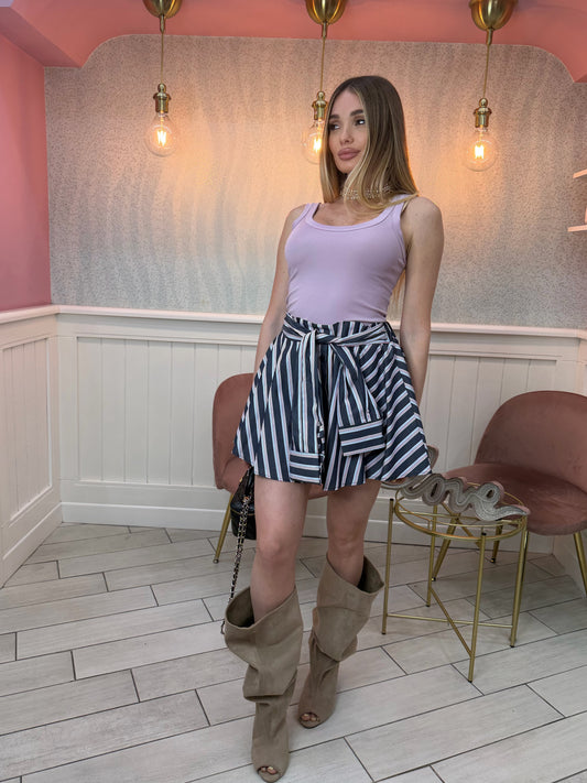 SHORT EFFETTO GONNA CAMICIA VIOLETTE