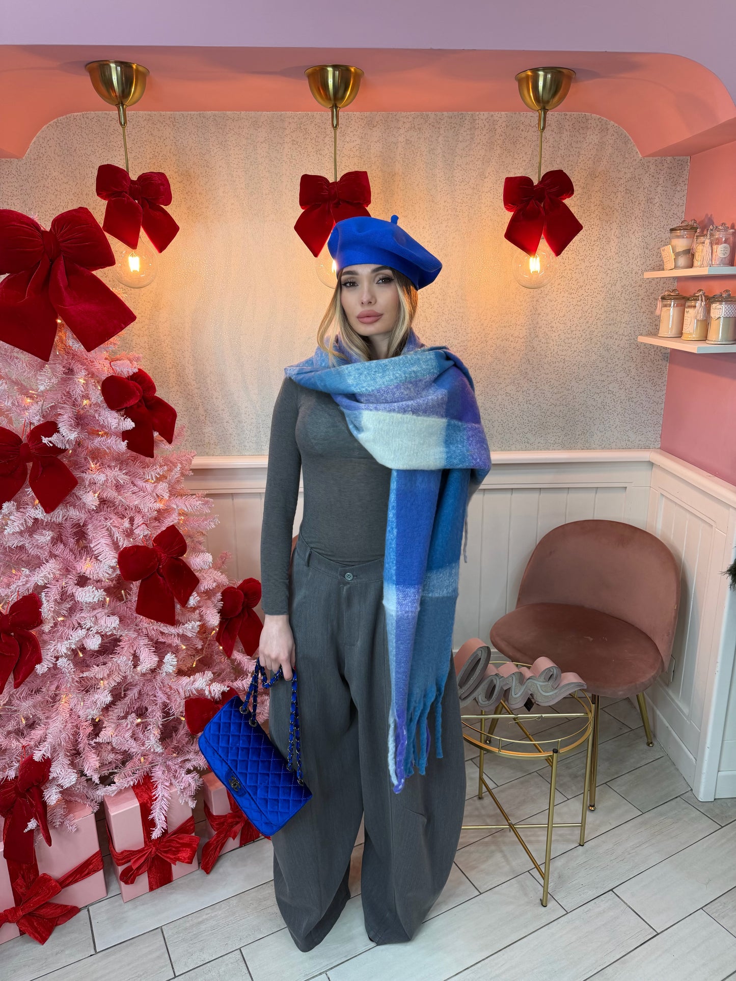SCIARPA IN LANA BLU