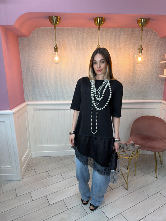 MAGLIA ZARA ROMANTICA NERA