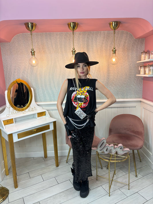 GONNA PAILLETTES NERA