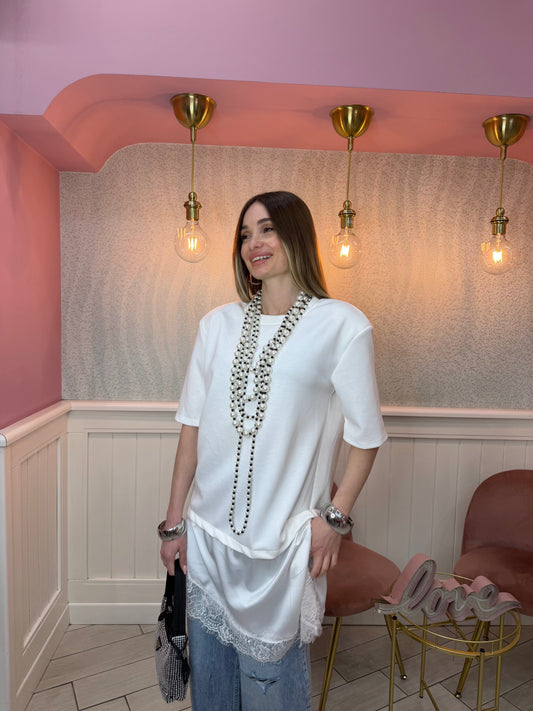 MAGLIA ZARA ROMANTICA BIANC