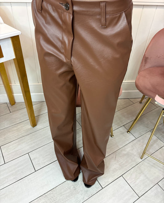 PANTALONE ECOPELLE MARRONE