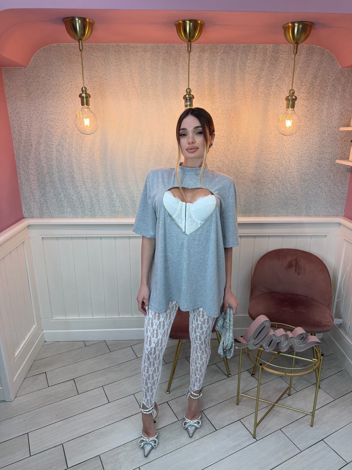 T-SHIRT LOVE GRIGIO