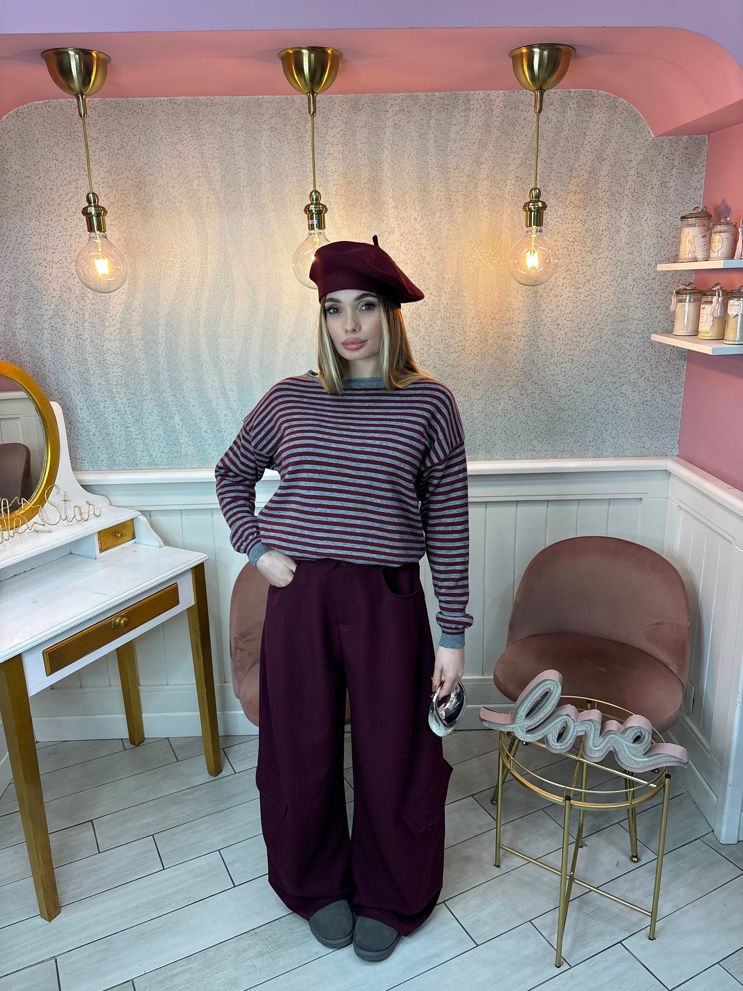 PULL AUNDREY( grigio & Bordeaux)