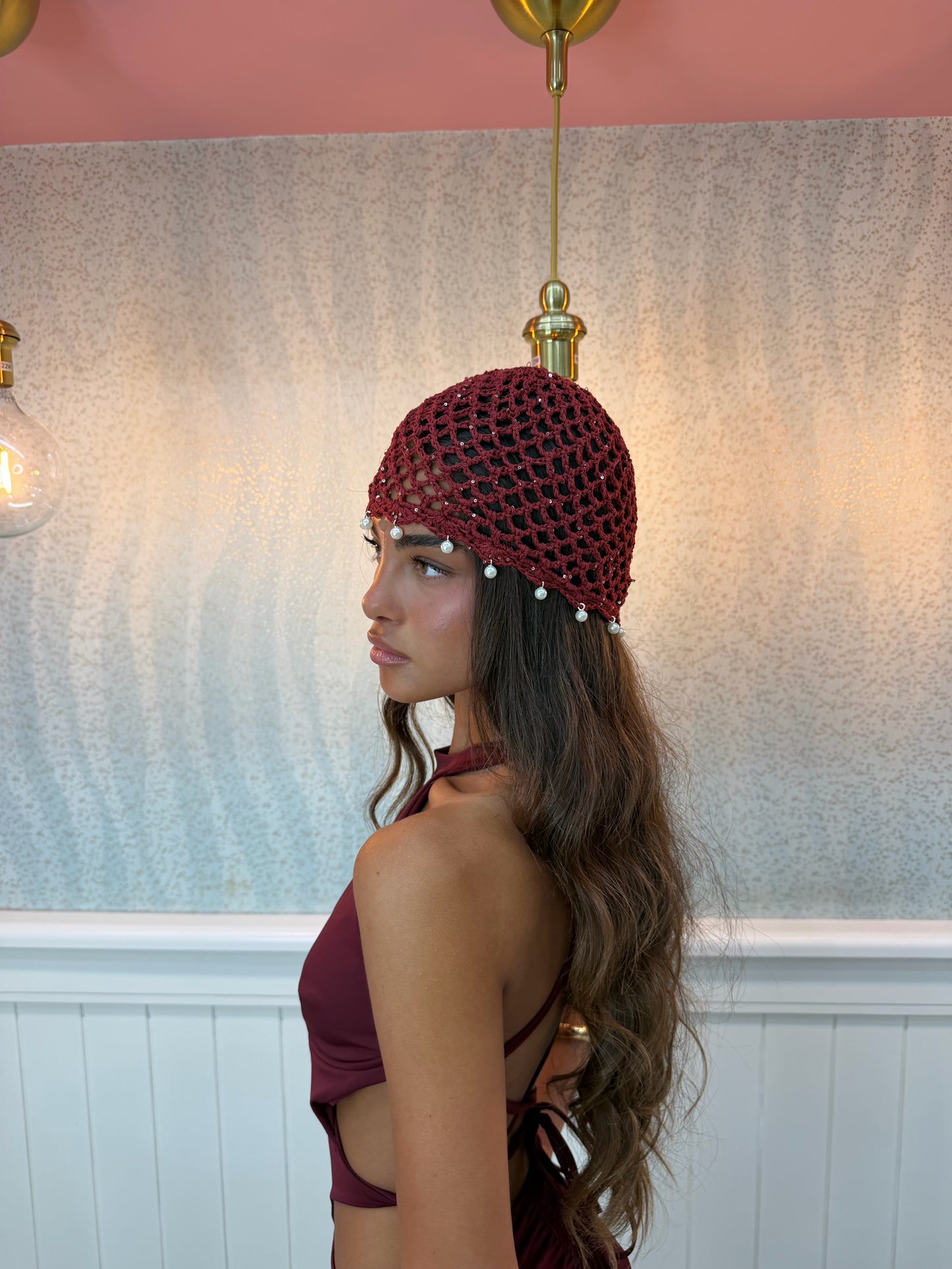 CUFFIA BORDEAUX PERLINE