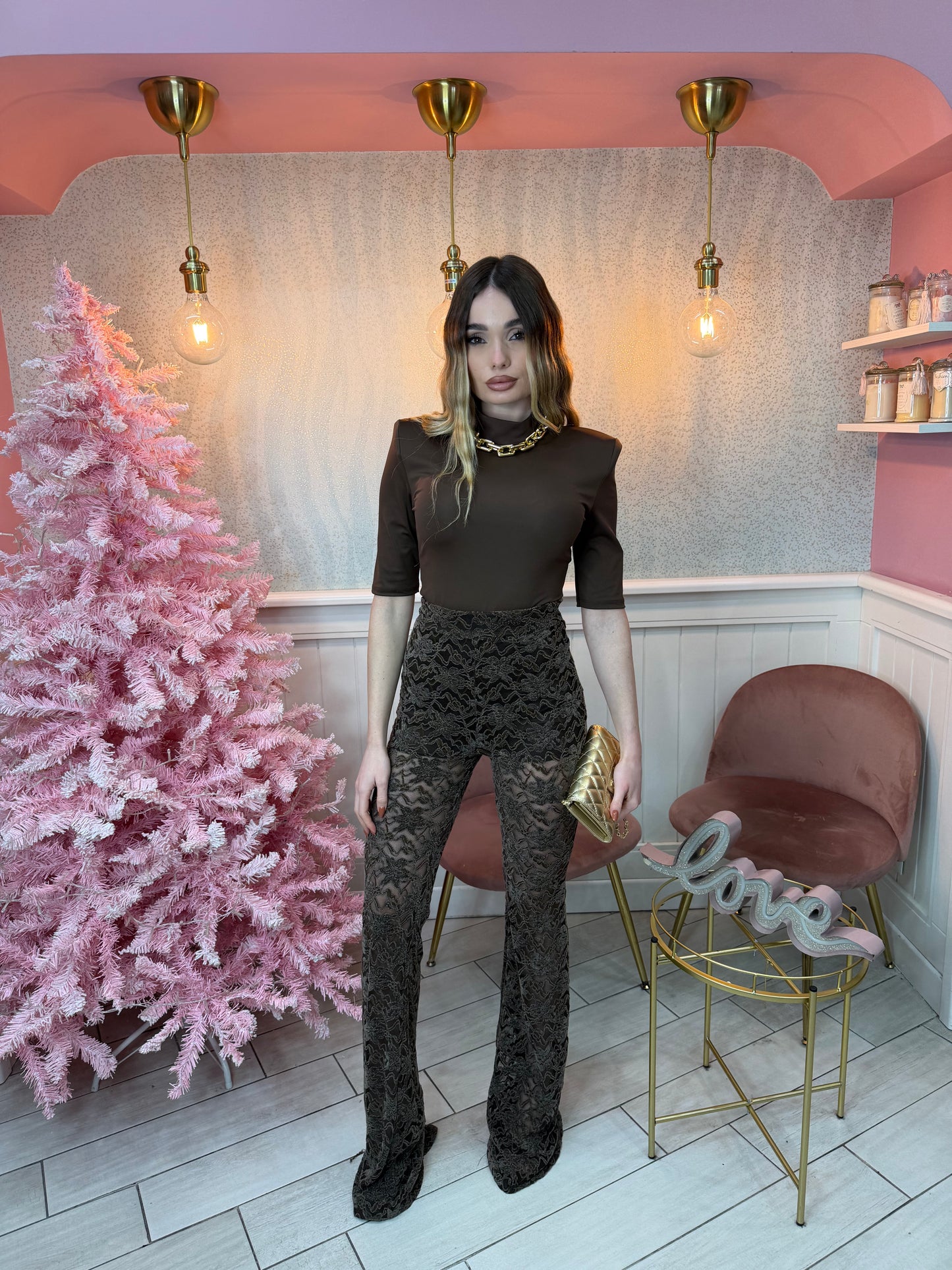 PANTALONE LUMÉ MARRONE