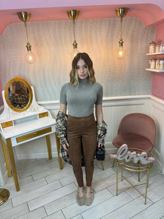 MAGLIA SEMIVELATA MEZZA MANICA FANGO