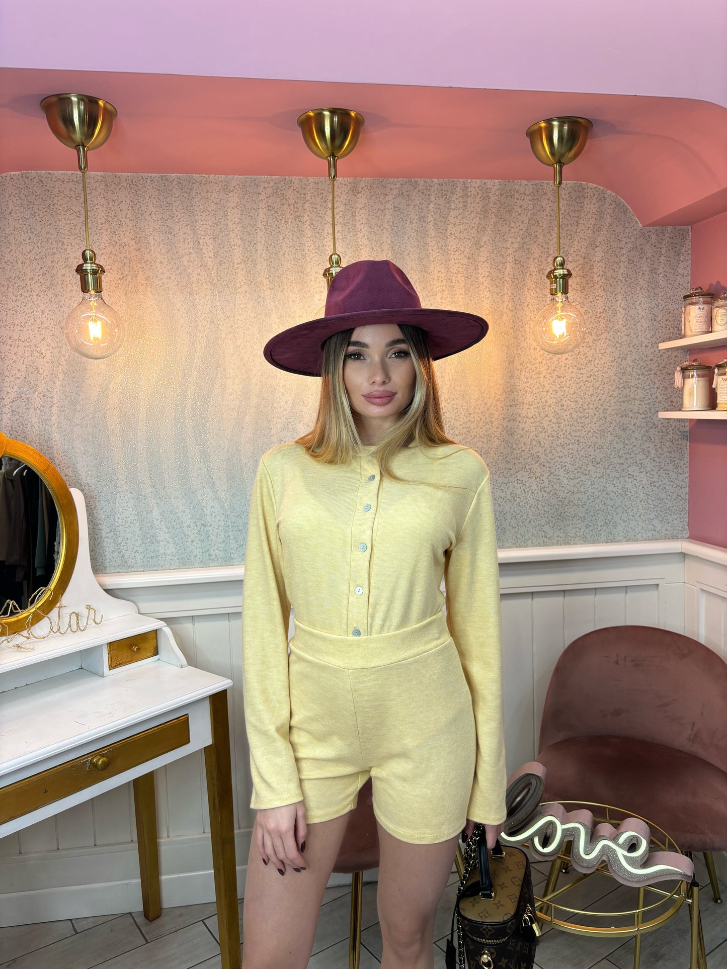 COORDSET PARIS IN LANA GIALLO