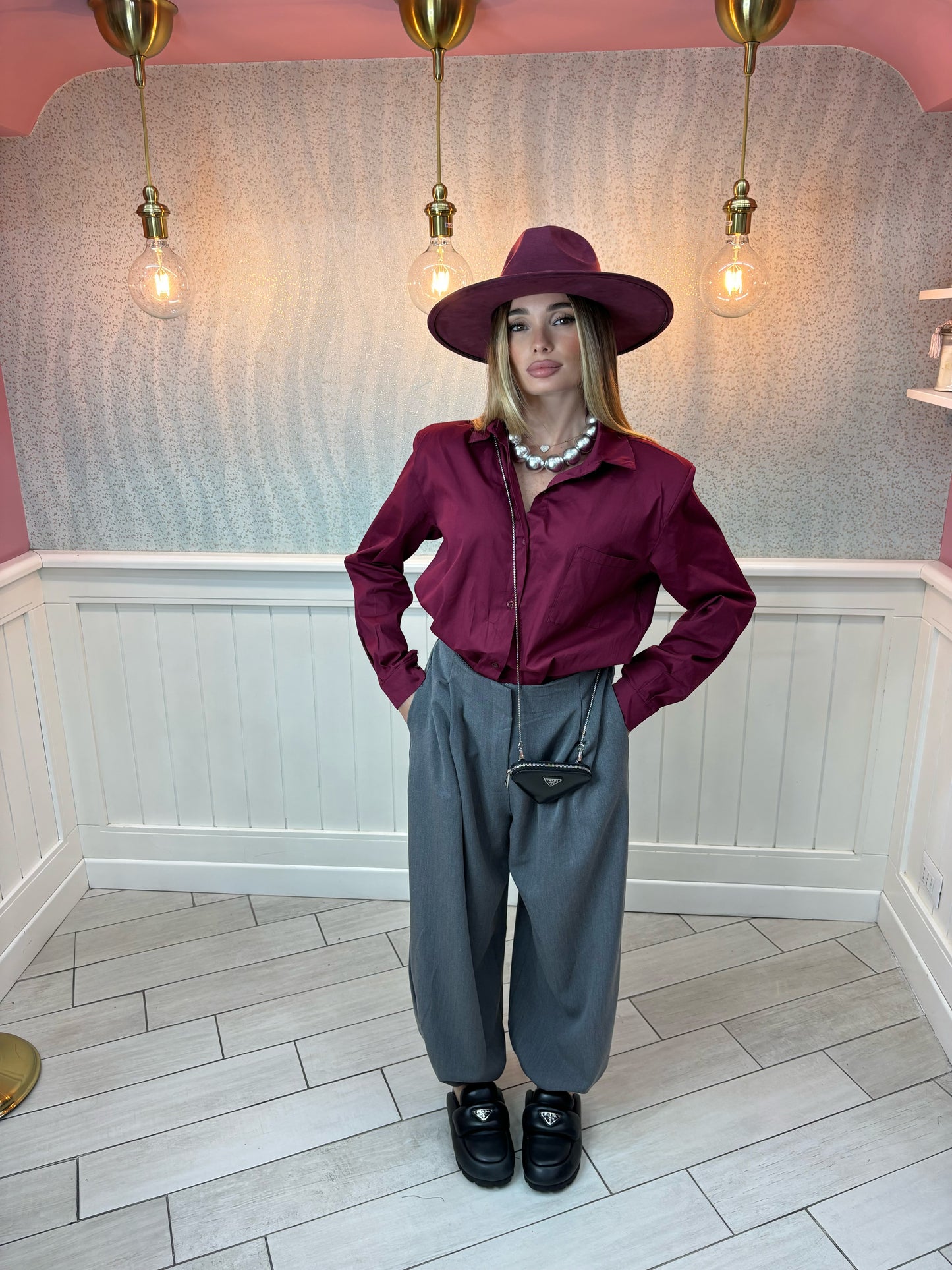 Camicione Con Spalline Bordeaux