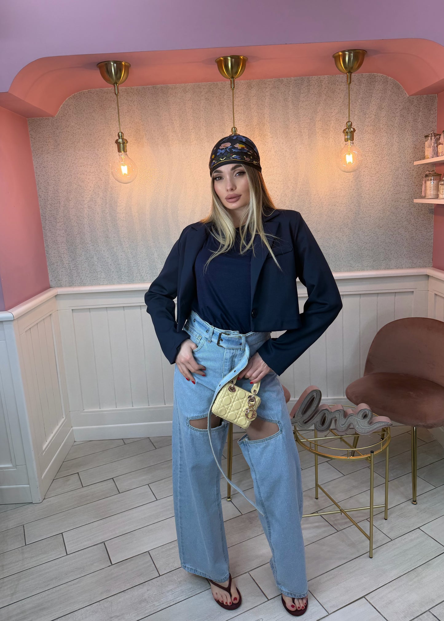 GIACCA CROP BLU