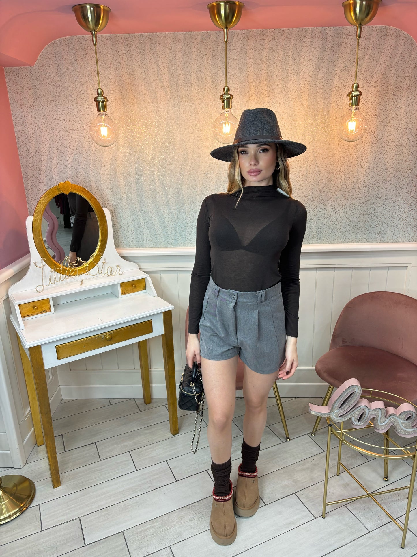 MAGLIA SEMITRASPARENTE MARRONE