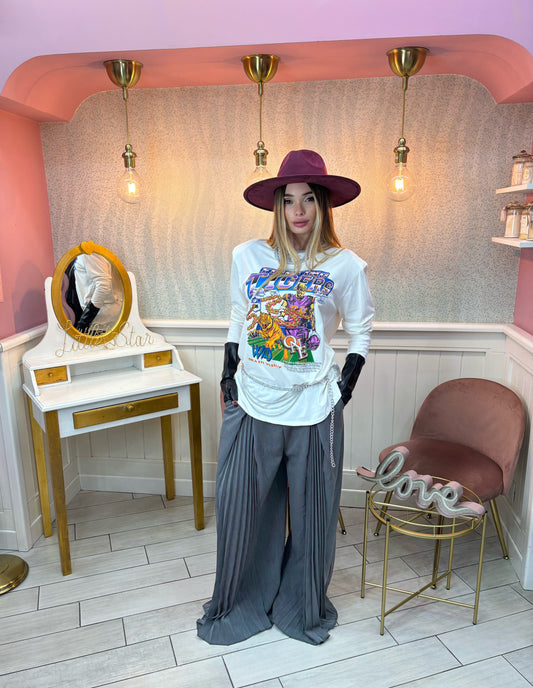 T-SHIRT ROCK CON SPALLINE BIANCA