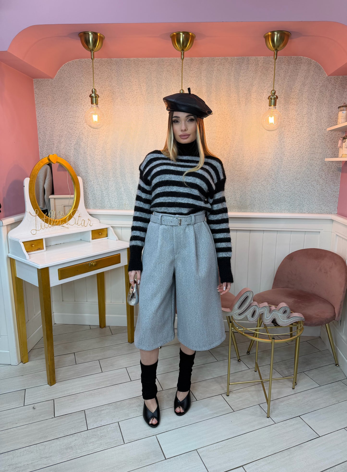 PULL RIGHE NERO GRIGIO